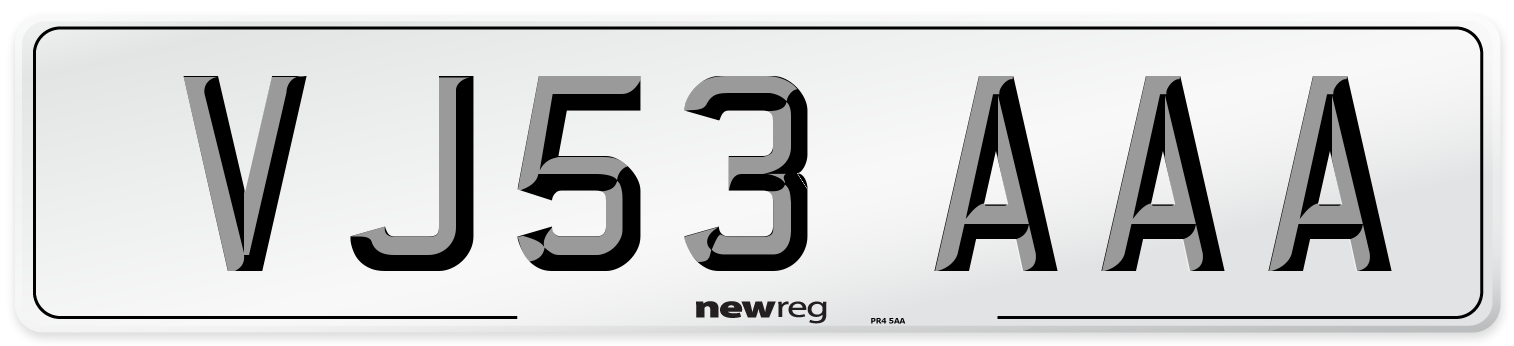 VJ53 AAA Number Plate from New Reg